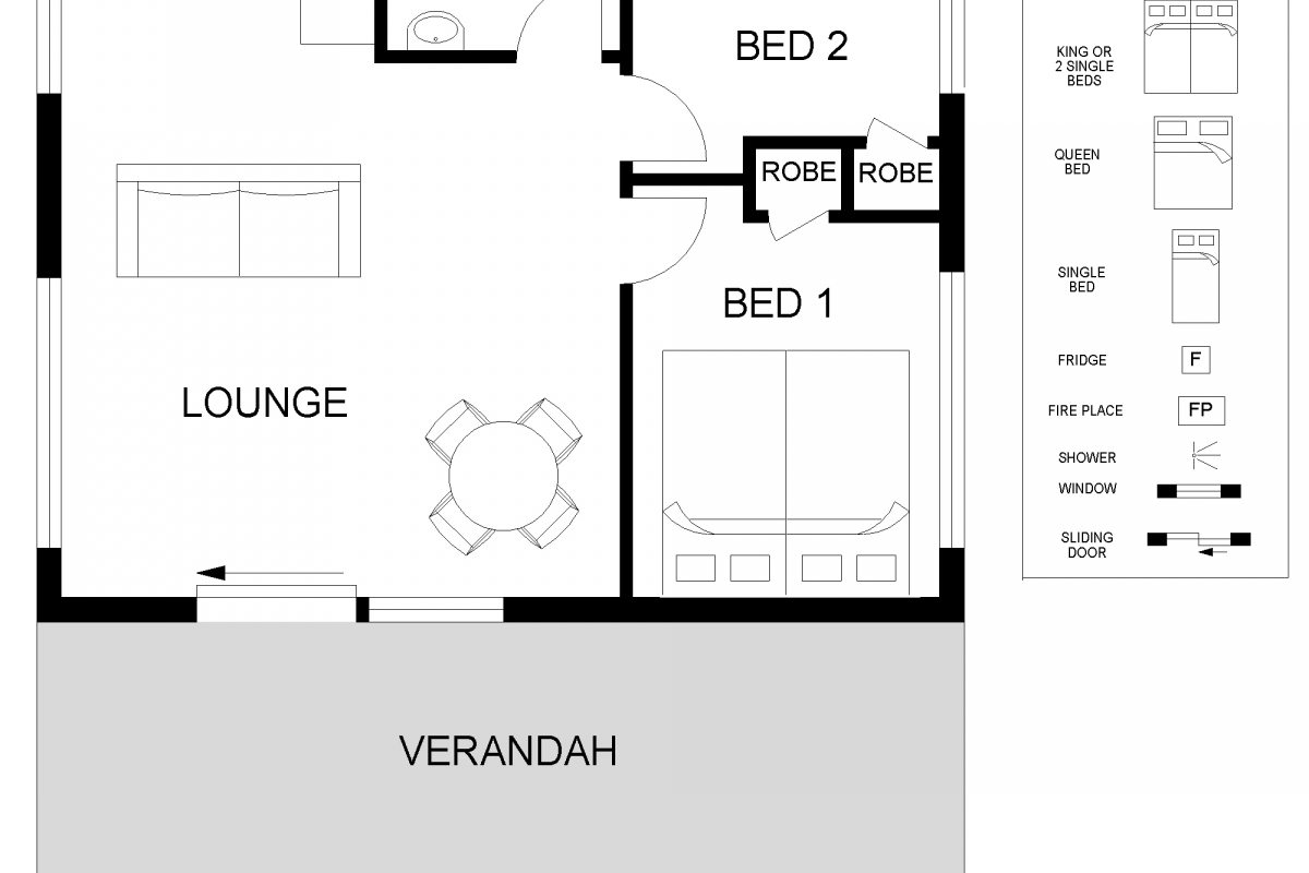 Hunter Valley Accommodation - Degen Birubi Cottage - Floor Plan