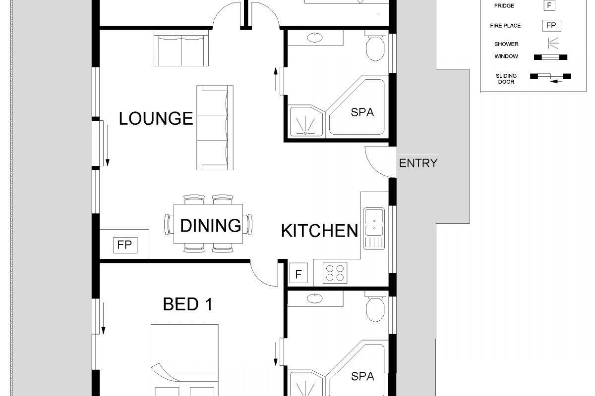 Hunter Valley Accommodation - North Lodge Clan Cottage - Pokolbin - Floor Plan