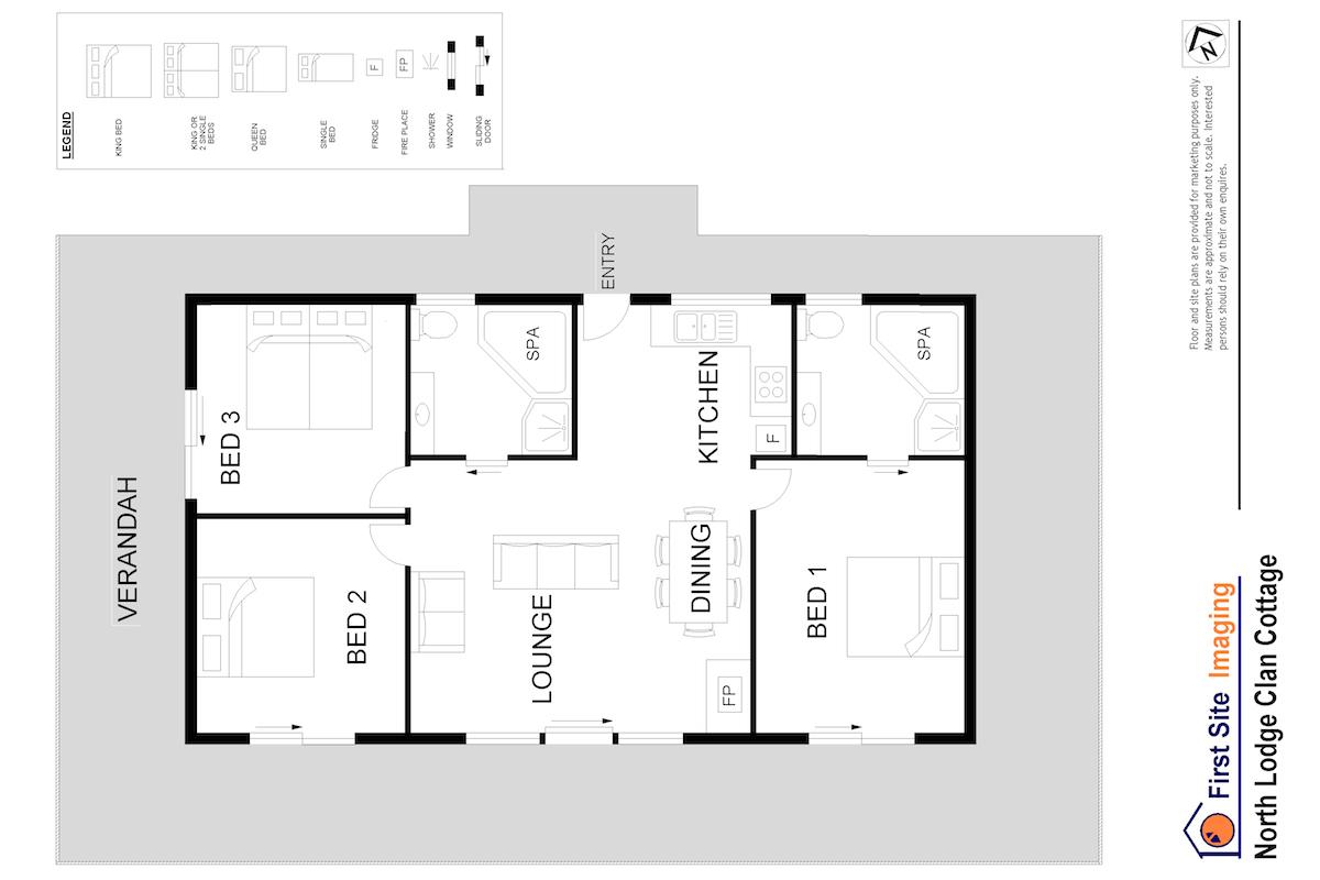 Hunter Valley Accommodation - North Lodge Estate Cottages - Pokolbin - Floor Plan