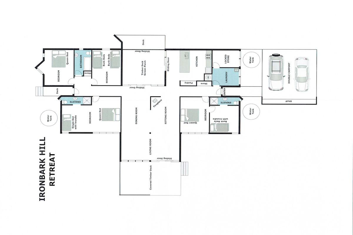 Hunter Valley Accommodation - Ironbark Hill Retreat - Pokolbin - Floor Plan
