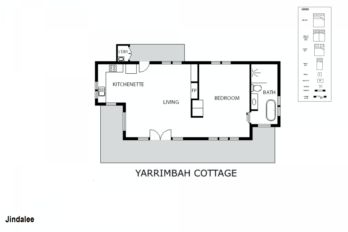 Hunter Valley Accommodation - Jindalee Estate Yarrimbah Cottage - Floor Plan