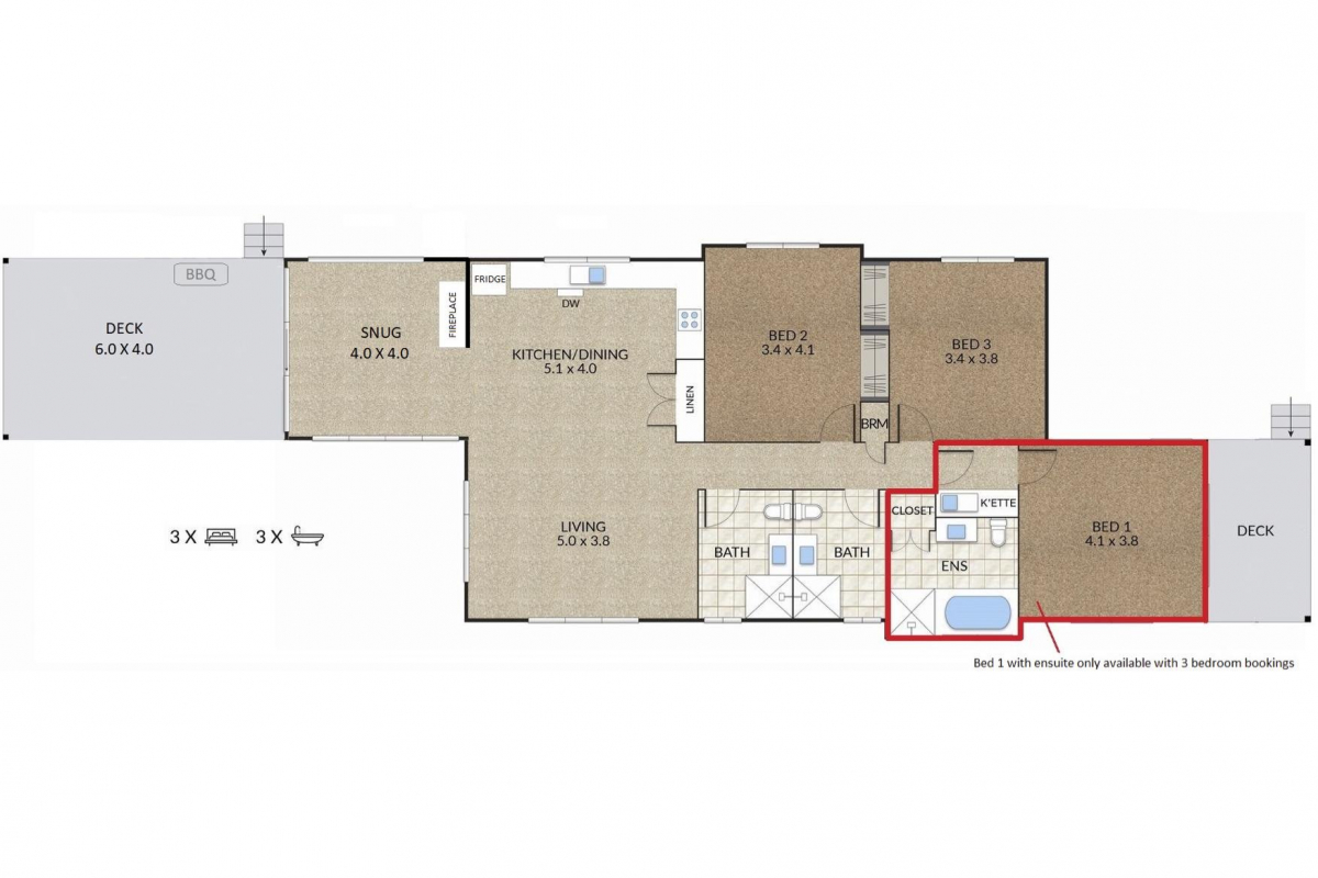 Hunter Valley Accommodation - The Lake House - Bay Lovedale - Floor Plan